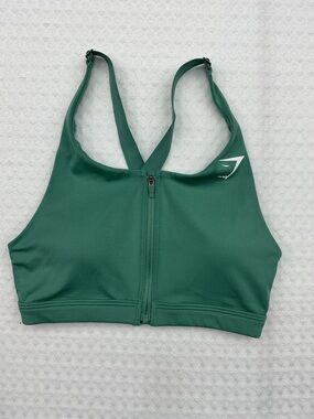 Gymshark Front-Zip Sports Bra in Emerald Green